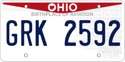 OH license plate GRK2592
