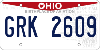 OH license plate GRK2609