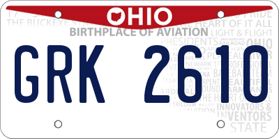 OH license plate GRK2610