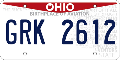 OH license plate GRK2612