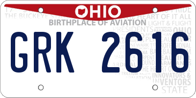 OH license plate GRK2616
