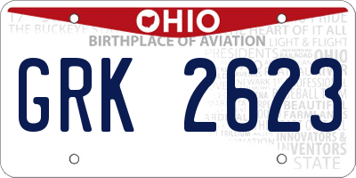 OH license plate GRK2623