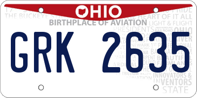 OH license plate GRK2635