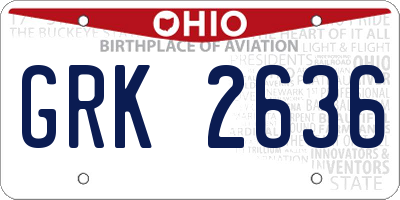 OH license plate GRK2636