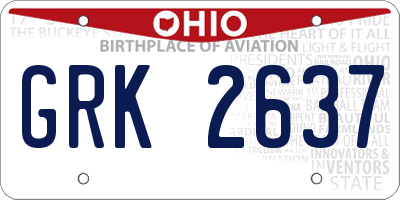 OH license plate GRK2637