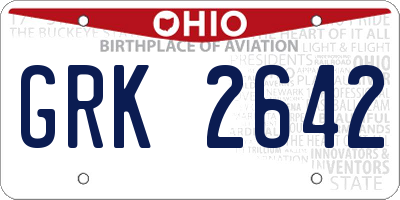 OH license plate GRK2642