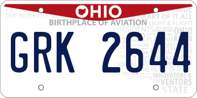 OH license plate GRK2644