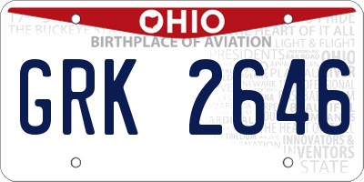 OH license plate GRK2646