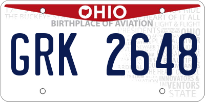 OH license plate GRK2648