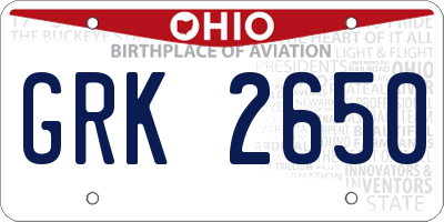 OH license plate GRK2650