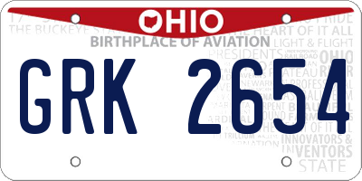 OH license plate GRK2654