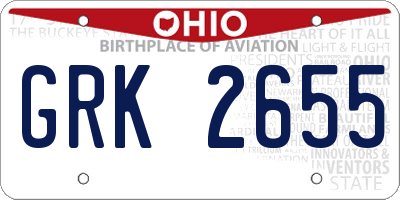 OH license plate GRK2655