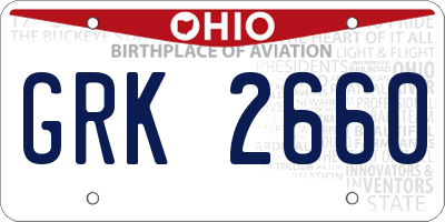 OH license plate GRK2660
