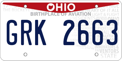 OH license plate GRK2663