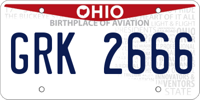OH license plate GRK2666