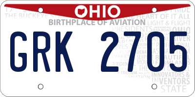 OH license plate GRK2705