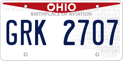 OH license plate GRK2707