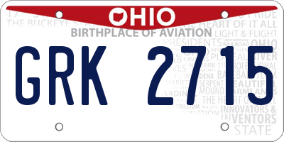 OH license plate GRK2715