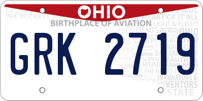 OH license plate GRK2719