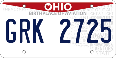 OH license plate GRK2725