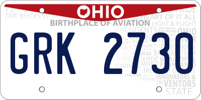 OH license plate GRK2730