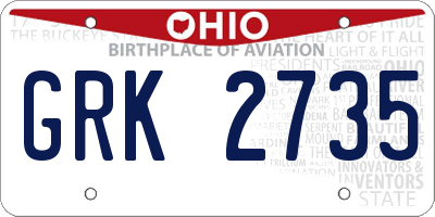 OH license plate GRK2735