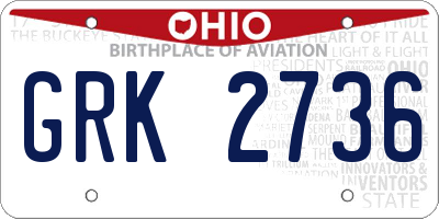 OH license plate GRK2736
