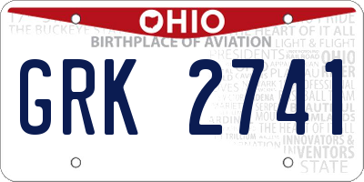 OH license plate GRK2741