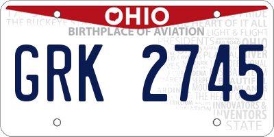 OH license plate GRK2745