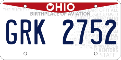 OH license plate GRK2752