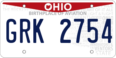 OH license plate GRK2754
