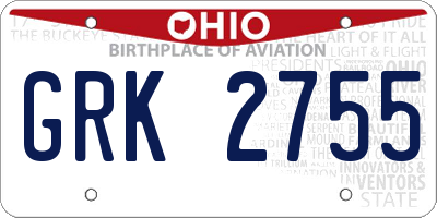 OH license plate GRK2755
