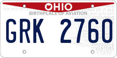 OH license plate GRK2760