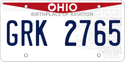 OH license plate GRK2765