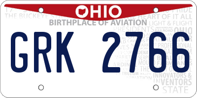 OH license plate GRK2766