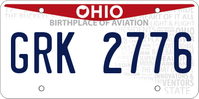 OH license plate GRK2776