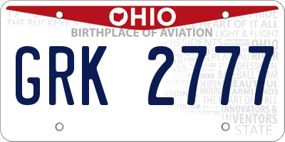 OH license plate GRK2777