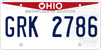 OH license plate GRK2786