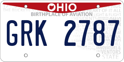 OH license plate GRK2787