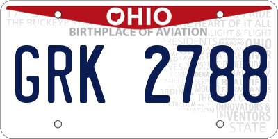 OH license plate GRK2788