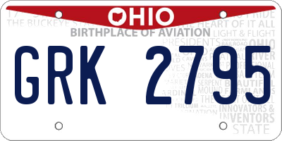 OH license plate GRK2795