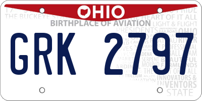 OH license plate GRK2797