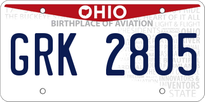 OH license plate GRK2805