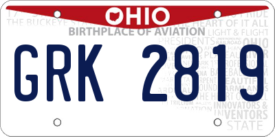 OH license plate GRK2819
