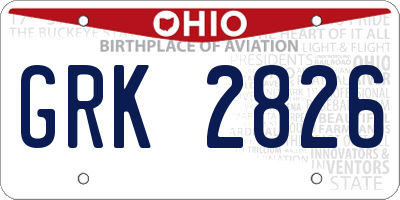 OH license plate GRK2826