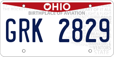 OH license plate GRK2829