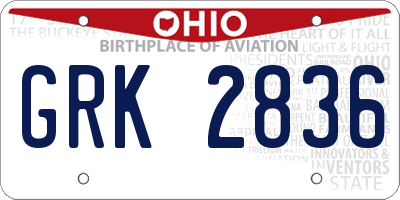 OH license plate GRK2836
