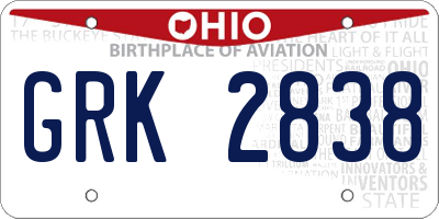 OH license plate GRK2838