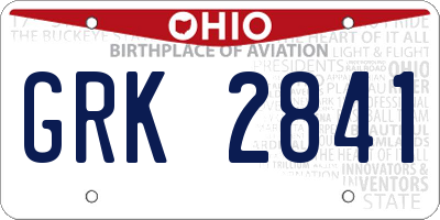 OH license plate GRK2841