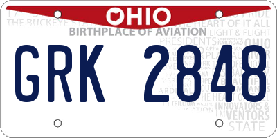 OH license plate GRK2848